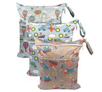Hixingo Sac à Couches Lavables, Réutilisable Sac à Maillot Mouillé 30x36cm Organiseur Pochette Couche Lavable, Imperméable Eclair Wetbag de Voyage pour Les Plage Piscine (Couleur 3,3 Packs)