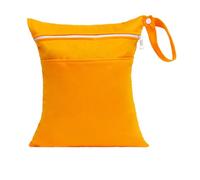 Hixingo Sac à Couches Lavables, Réutilisable Sac à Maillot Mouillé 30x36cm Organiseur Pochette Couche, Imperméable Eclair Wetbag de Voyage pour Les Plage Piscine (Orange,2 Packs)
