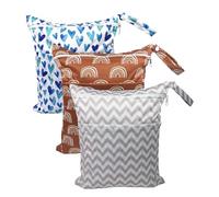 Hixingo Sac à Couches Lavables, Réutilisable Sac à Maillot Mouillé 30x36cm Organiseur Pochette Couche Lavable, Imperméable Eclair Wetbag de Voyage pour Les Plage Piscine (Ondulation 5,3 Packs)