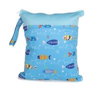 Hixingo Sac à Couches Lavables, Réutilisable Sac à Maillot Mouillé 30x36cm Organiseur Pochette Couche, Imperméable Eclair Wetbag de Voyage pour Les Plage Piscine (Poisson Bleu,1 Pack)