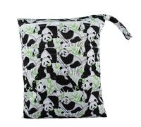 Hixingo Sac à Couches Lavables, Réutilisable Sac à Maillot Mouillé 30x36cm Organiseur Pochette Couche, Imperméable Eclair Wetbag de Voyage pour Les Plage Piscine (Panda Noir,3 Packs)