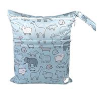Hixingo Sac à Couches Lavables, Réutilisable Sac à Maillot Mouillé 30x36cm Organiseur Pochette Couche, Imperméable Eclair Wetbag de Voyage pour Les Plage Piscine (Zoo Bleu,3 Packs)
