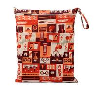 Hixingo Sac à Couches Lavables, Réutilisable Sac à Maillot Mouillé 30x36cm Organiseur Pochette Couche Lavable, Imperméable Eclair Wetbag de Voyage pour Les Plage Piscine (Totem Brun,1 Pack)