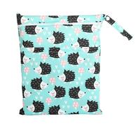 Hixingo Sac à Couches Lavables, Réutilisable Sac à Maillot Mouillé 30x36cm Organiseur Pochette Couche, Imperméable Eclair Wetbag de Voyage pour Les Plage Piscine (Hérisson Bleu,2 Packs)