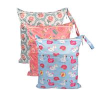 Hixingo Sac à Couches Lavables, Réutilisable Sac à Maillot Mouillé 30x36cm Organiseur Pochette Couche Lavable, Imperméable Eclair Wetbag de Voyage pour Les Plage Piscine (Couleur 10,3 Packs)