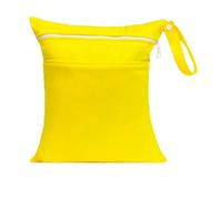 Hixingo Sac à Couches Lavables, Réutilisable Sac à Maillot Mouillé 30x36cm Organiseur Pochette Couche, Imperméable Eclair Wetbag de Voyage pour Les Plage Piscine (Jaune,1 Pack)