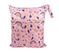 Hixingo Sac à Couches Lavables, Réutilisable Sac à Maillot Mouillé 30x36cm Organiseur Pochette Couche, Imperméable Eclair Wetbag de Voyage pour Les Plage Piscine (Arc-en-Ciel Rose,2 Packs)