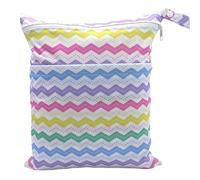 Hixingo Sac à Couches Lavables, Réutilisable Sac à Maillot Mouillé 30x36cm Organiseur Pochette Couche, Imperméable Eclair Wetbag de Voyage pour Les Plage Piscine (Ondulations colorées,1 Pack)