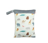 Hixingo Sac à Couches Lavables, Réutilisable Sac à Maillot Mouillé 30x40cm Organiseur Pochette Couche, Imperméable Eclair Wetbag de Voyage pour Les Plage Piscine (Zoo,2 Packs)