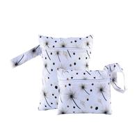 Hixingo Sac à Couches Multifonctionnel, Réutilisable Sac à Maillot Mouillé Étanche Organiseur Pochette Couche Lavable, Eclair Wetbag de Voyage avec Fermeture Eclair (Pissenlits,2 pièces)