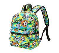 Hixingo Sac à Dos Double Couche pour Enfants Fille et Garçon, Motif de Football Unisexe Durable et Léger Ados Cartable pour Maternelle Primaire Campings Voyage (Soccer)