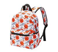 Hixingo Sac à Dos Double Couche pour Enfants Fille et Garçon, Motif de Football Unisexe Durable et Léger Ados Cartable pour Maternelle Primaire Campings Voyage (Panier de Basket-Ball)