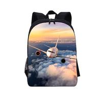 Hixingo Sac à dos Double Couche pour Enfants Fille et Garçon, Unisexe Durable et Léger Ados Cartable pour Maternelle Primaire Campings Voyage (Avion 7,16 Zoll)