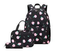 Hixingo Sac a Dos Enfant, Cartable Primaire pour Garçon et Fille, 3 Pièces avec Sac à Lunch et Trousse, Motif Dessin Animé Ensemble de Grande Cartables pour Scolaire (18L,Noir pêche)
