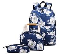 Hixingo Sac a Dos Enfant, Cartable Primaire pour Garçon et Fille, 3 Pièces avec Sac à Lunch et Trousse, Motif Dessin Animé Ensemble de Grande Cartables pour Scolaire (19L,Bleu foncé)