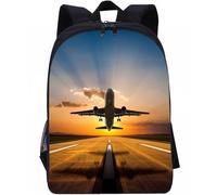 Hixingo Sac à Dos Enfants pour Fille Garçons, Impression d'Avion Jardin d'Enfants Cartable, Primaire Maternelle Adolescents Petit Sac a Dos, Grande Capacité (B,16 pouce)