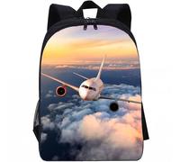 Hixingo Sac à Dos Enfants pour Fille Garçons, Impression d'Avion Jardin d'Enfants Cartable, Primaire Maternelle Adolescents Petit Sac a Dos, Grande Capacité (G,16 pouce)