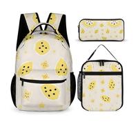Hixingo Sac à Dos Scolaire 3 Pièces avec Sac à Lunch Isotherme et Trousse (Motif de Fruit 10,One Size)