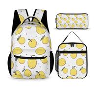 Hixingo Sac à Dos Scolaire 3 Pièces avec Sac à Lunch Isotherme et Trousse (Motif de Fruit 4,One Size)
