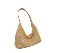 Hixingo Sac à Main en Paille pour Femmes Grande Capacité Mode Boho Sac Tissé à la Main Plage d'été pour Voyage Vacances Achats et Prendre des Photos (Kaki,30x33x9cm)