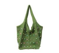 Hixingo Sac à Main en Paille pour Femmes Grande Capacité Mode Boho Sac Tissé à la Main Plage d'été pour Voyage Vacances Achats et Prendre des Photos (Vert,40x34x3cm)