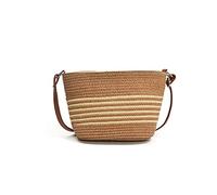 Hixingo Sac à Main en Paille pour Femmes Grande Capacité Mode Boho Sac Tissé à la Main Plage d'été pour Voyage Vacances Achats et Prendre des Photos (Kaki,25x16x9cm)