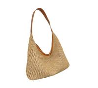 Hixingo Sac à Main en Paille pour Femmes Grande Capacité Mode Boho Sac Tissé à la Main Plage d'été pour Voyage Vacances Achats et Prendre des Photos (Marron,30x33x9cm)