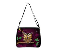 Hixingo Sac a Main Femme Grand, Sac Cabas Femme Tote Bag Sac en Toile Femme Shopper Porté Epaule Bandoulière Sac à Main Pliable pour l'école, Travail, Shopping, 3D Hibou (Violet,28 * 24 * 7cm)