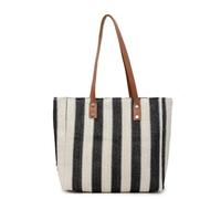 Hixingo Sac de Plage Paille XXL Femme Homme, Grand Sac de Plage en Été Cabas de Piscine Pliable Léger Beach Tote Bag pour Vacances, Gymnase, Voyage, Shopping (42 * 10 * 31cm,Noir)