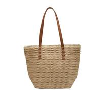 Hixingo Sac de Plage Paille XXL Femme Homme, Grand Sac de Plage en Été Cabas de Piscine Pliable Léger Beach Tote Bag pour Vacances, Gymnase, Voyage, Shopping (33 * 14 * 26cm,Beige)