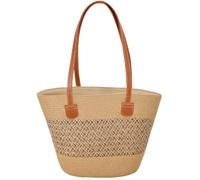 Hixingo Sac de Plage Paille XXL Femme Homme, Grand Sac de Plage en Été Cabas de Piscine Pliable Léger Beach Tote Bag pour Vacances, Gymnase, Voyage, Shopping (25 * 8 * 27CM,Paille 11)