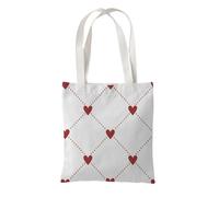 Hixingo Sac de Plage Toile XXL Femme Homme, Grand Sac de Plage en Été Cabas de Piscine Pliable Léger Beach Tote Bag pour Vacances, Gymnase, Voyage, Shopping (37 * 33cm,Cœur rouge 2)