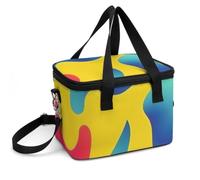 Hixingo Sac Glacière Isotherme avec Bandoulière Multicolore (Jaune) | Réglable et Poignées Renforcées Tissu Oxford Imperméable Pliable pour Repas Bureau Camping Voyage