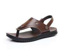 Hixingo Sandalen Herren Leder Elegant Sommer, Trekkingsandalen Herren leder Leichte Bequeme mit Klettverschluss Riemen Rutschfeste Sohle für Wandern Pool Urlaub (CS2681 Jaune-brun,38)