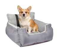 Hixingo Siège Auto pour Chiens Petits et Moyens, Réhausseur Auto pour Animal de Compagnie Lavable en Peluche avec Ceinture de Sécurité, Siège Auto Antidérapant pour Chien (Gris,70 * 60 * 45CM)
