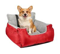 Hixingo Siège Auto pour Chiens Petits et Moyens, Réhausseur Auto pour Animal de Compagnie Lavable en Peluche avec Ceinture de Sécurité, Siège Auto Antidérapant pour Chien (Rouge,70 * 60 * 45CM)