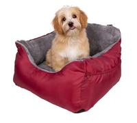 Hixingo Siège Auto pour Chiens Petits et Moyens, Réhausseur Siège Auto Lavable en Peluche Douce pour Animal de Compagnie avec Ceinture de Sécurité & Sangles Réglables (Bordeaux,55x50x35cm)