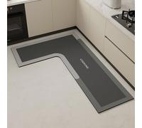 Hixingo Tapis Cuisine Antidérapant, Absorbant Diatomite Tapis de Cuisine, Côté Droit L Forme Tapis Cuisine Devant Evier Lavable Tapis de Bain Tapis Vaisselle Tapis Douche (Gris Cuisine,80x150cm)