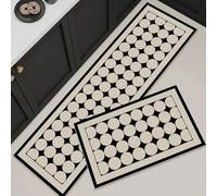 Hixingo Tapis Cuisine Antidérapant Motifs Chèque, Absorbant Diatomite Tapis de Cuisine, Tapis Cuisine Devant Evier, Lavable Tapis de Bain Tapis Vaisselle Tapis Douche. (50x120cm,Rond Beige)