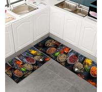Hixingo Tapis Cuisine Devant Evier, Tapis de Cuisine Antidérapant Lavable, 3D Assaisonnement Épices, Tapis de Bain Absorbant à Séchage Rapide Tapis Vaisselle Egouttoir (40x120cm,Style B)