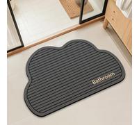 Hixingo Tapis de Bain Absorbant Antidérapant à Rayures Couleur Unie Demi-Cercle Tapis de Sol Cuisine Salle de Bain Lavable à Sèche Rapide Entré Douche Vaisselle Paillasson (Nuage Gris,45x75cm)