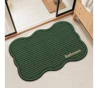 Hixingo Tapis de Bain Absorbant Antidérapant à Rayures Moderne Couleur Unie Tapis de Sol Cuisine Salle de Bain Lavable à Sèche Rapide Entré Douche Vaisselle Paillasson (Vague Verte,50x80cm)