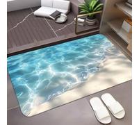Hixingo Tapis de Bain Antidérapant Absorbant en Diatomite, Tapis Cuisine Salle de Bain à Sèche Rapide Lavable avec Ondulations de l'eau Bleu 3D, Entré Douche Vaisselle Paillasson (Bleu 1,50x80cm)