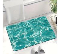 Hixingo Tapis de Bain Antidérapant Absorbant en Diatomite, Tapis Cuisine Salle de Bain à Sèche Rapide Lavable avec Ondulations de l'eau Bleu 3D, Entré Douche Vaisselle Paillasson (Bleu 7,60x90cm)