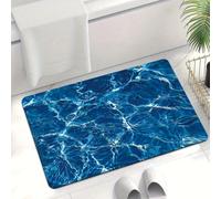 Hixingo Tapis de Bain Antidérapant Absorbant en Diatomite, Tapis Cuisine Salle de Bain à Sèche Rapide Lavable avec Ondulations de l'eau Bleu 3D, Entré Douche Vaisselle Paillasson (Bleu 3,80x120cm)