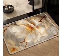 Hixingo Tapis de Bain Antidérapant Absorbant en Lin à Motif Floral Classique, Tapis Salle de Bain Lavable Séchage Rapide, Dos en Caoutchouc pour Douche, Cuisine, Entrée (Élégant,50x80cm)