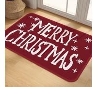 Hixingo Tapis de Bain Antidérapant Absorbant Rouge de Noël, Tapis Salle de Bain Lavable en Lin Tissé, Séchage Rapide, Dos en Caoutchouc pour Douche, Cuisine, Entrée (Joyeux Noël,40x60cm)