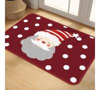 Hixingo Tapis de Bain Antidérapant Absorbant Rouge de Noël, Tapis Salle de Bain Lavable en Lin Tissé, Séchage Rapide, Dos en Caoutchouc pour Douche, Cuisine, Entrée (Père Noël,60x90cm)