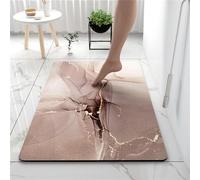 Hixingo Tapis de Bain Antidérapant Moderne Motif Marbre Tapis Salle de Bain Diatomite Absorbant, Tapis Douche Séchage Rapide, Microfibre Tapis Vaisselle Tapis d'Entré (50x80cm,Or Rose)