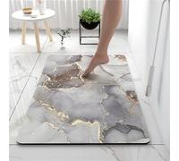 Hixingo Tapis de Bain Antidérapant Moderne Motif Marbre Tapis Salle de Bain Diatomite Absorbant, Tapis Douche Séchage Rapide, Microfibre Tapis Vaisselle Tapis d'Entré (80x120cm,Gris Doré)